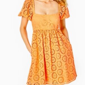 Lilly Pulitzer orange eyelet dress.